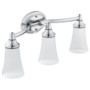 YB2863CH 3 Light Bathroom Sconce, Frosted Shades from the Eva Collection