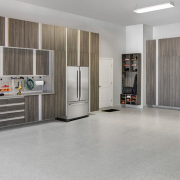 Modern Garage Cabinets with Epoxy Garage Floor