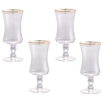 Water Goblet Silver Rim, 3.5"x7.5", Set of 4