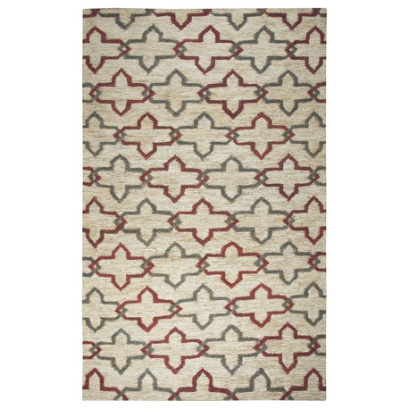 Rizzy Home Whittier WR9621 Natural Trellis Area Rug, Rectangular 8'x10'