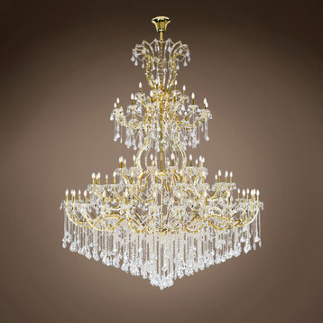 Maria Theresa 84 Light 96" Gold Chandelier With European Crystals and Led Bulbs