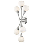 Z-LITE - Z-LITE 616-6S-BN Tian 6 Light Wall Sconce - Z-LITE 616-6S-BN 6 Light Wall Sconce, Brushed NickelBold modern lines paired with soft and elegant detailing define the unique Tian collection. The Brushed Nickel finish paired with Matte Opal globe shades contemporize the Tian Collection.Collection: TianFrame Finish: Brushed NickelFrame Material: SteelShade Finish/Color: Matte OpalShade Material: GlassDimension(in): 8.25(L) x 15(W) x 33.25(H)Bulb: (6)75W G9 base,Dimmable(Included)Vanity/Sconce Dual Mount(Up & Down): YesUL Classification/Application: CUL/cETLu/Dry