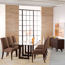 Serpent Rectangular Glass Top Dining Table in Java Wood - Products