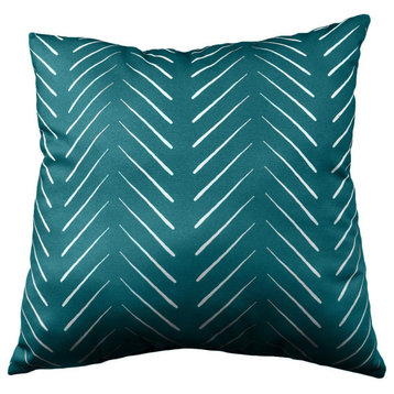 Chevron Columns Double Sided Pillow, Teal, 16x16