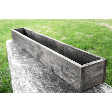 54" Rustic Planters Box, Tall Version, Natural Weathered, 6"
