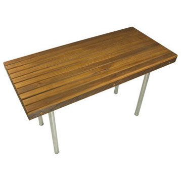 Plantation Teak Bench WIth Stainless Steel Legs, 30"x18"