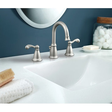 Moen Traditional Spot Resist Brushed Nickel 2H Bathroom Faucet WS84004SRN