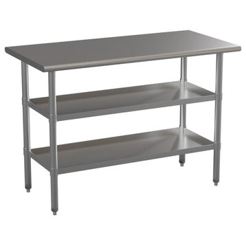 Stainless Steel 18 Gauge Work Table with 2 Undershelves - NSF Certified -...