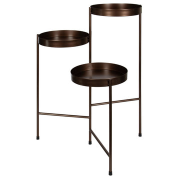 Finn Metal Tri-Level Plant Stand, Bronze 16x21x30