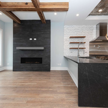Chicago Luxury Fireplace Wall & Kitchen Renovation