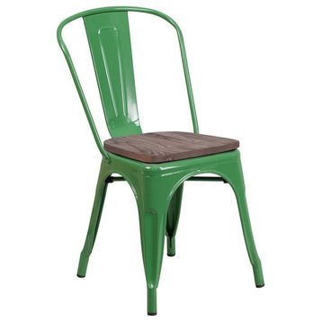 Flash Furniture Metal Stackable Dining Side Chair in Green
