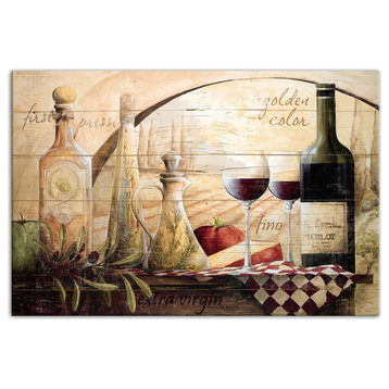 Tuscan Vineyard Wine Canvas Wall Art, 16"x24", Unframed