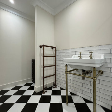 Victorian Industrial Bathroom Renovation - Antique Brass, Subway Tiles