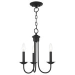 Livex Lighting - Livex Lighting Estate - Three Light Chandelier, Black Finish - Canopy Included: Yes  Canopy DiEstate Three Light C BlackUL: Suitable for damp locations Energy Star Qualified: n/a ADA Certified: n/a  *Number of Lights: Lamp: 3-*Wattage:60w Candelabra Base bulb(s) *Bulb Included:No *Bulb Type:Candelabra Base *Finish Type:Black