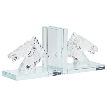 Crystal, Set of 2 5"H Horse Bookends