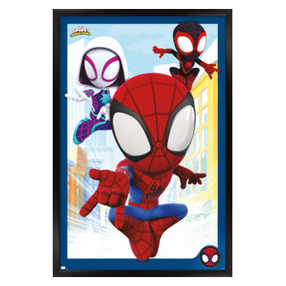 Marvel Spidey and His Amazing Friends - Group Wall Poster, 14.725 inch x 22.375 inch, Framed, FR19896WHT14X22EC