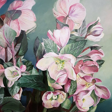 Réalisation de peintures à l'huile : Bouquet d'hellébores