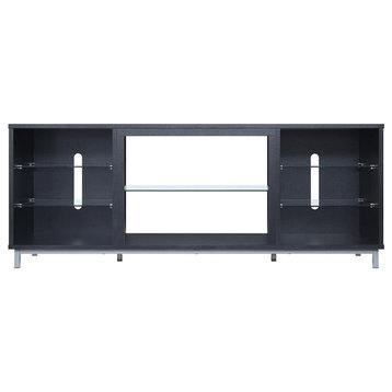 Manhattan Comfort Brighton Wood TV Stand for TVs up to 56" in Black