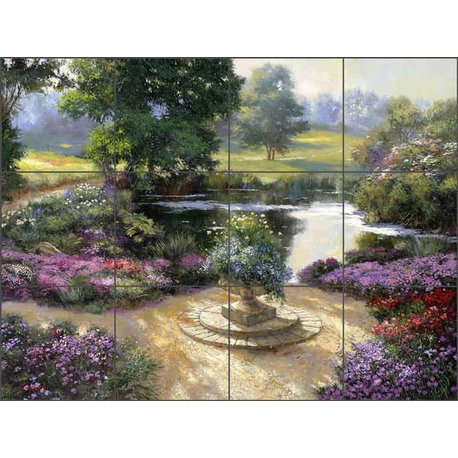 Ceramic Tile Mural Backsplash "Garden View" by Nenad Mirkovich, 24"x18"