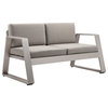Benzara BM287774 Outdoor Sofa, Gray Aluminum, Fade Resistant Fabric Cushions