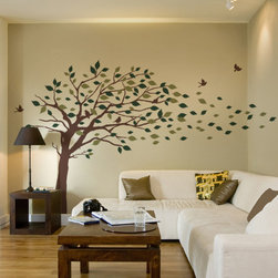 Elegant Style Blowing Leaves Tree Decal for Baby Nursery or Home - Wall Decals