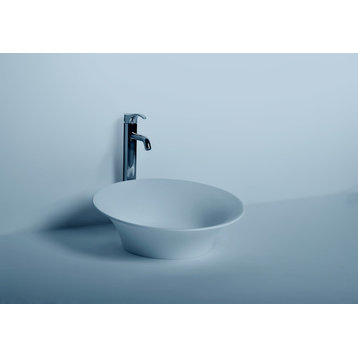 ADM Circular Countertop Sink, White, 18", Glossy White