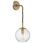 Hudson Valley - Hudson Valley Rousseau One Light Wall Sconce 2020-AGB-CL - One Light Wall Sconce from Rousseau collection in Aged Brass finish. Number of Bulbs 1. Max Wattage 40.00 . No bulbs included. Thick mouth-blown glass with a discrete pattern of bubbles domes around a warm incandescent bulb. At its base, the globe has an opening, which allows you to manually change the bulb. Smooth woven cords add an urbane touch. Exciting options in our Rousseau family include several fun colors and the choice between hanging a single pendant or a staggered cluster. No UL Availability at this time.
