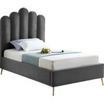Meridian Furniture - Lily Velvet Bed, Gray, Twin - Elegant and eye-catching, the stunning grey velvet Lily Twin Bed from Meridian Furniture is the perfect addition to any space.