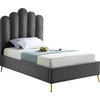 Lily Velvet Bed, Gray, Twin