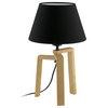 Chietino Table Lamp, Natural, Black Exterior, White Interior Fabric Shade
