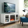 52" Avenue Wood Fireplace TV Console With Metal Legs, White