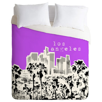 Deny Designs Bird Ave Los Angeles Purple Duvet Cover - Lightweight