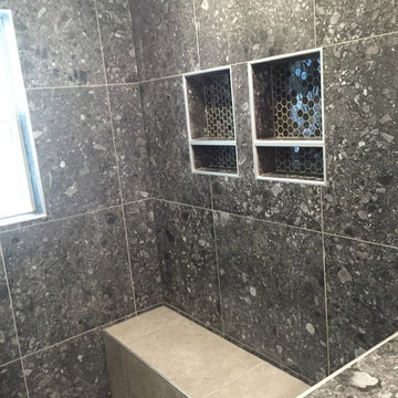 Bold Dark Tile Bathroom