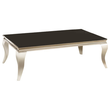 Coaster Contemporary Glass Top Rectangular Coffee Table in Black