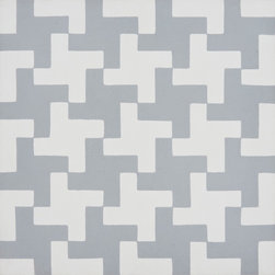 Moroccan Mosaic & Tile House - 8"x8" Souss Handmade Cement Tile, Gray/White, Set of 12 - Wall And Floor Tile