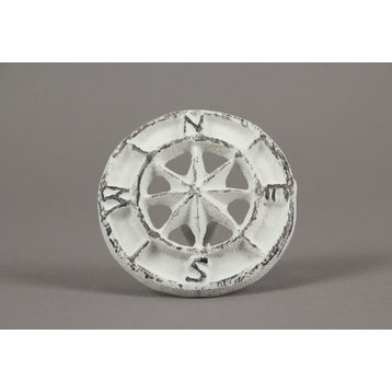 Set of 12 White Cast Iron Compass Rose Cabinet Hardware Knobs Drawer Pull Handl