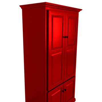 Double Wide Kitchen Pantry Cabinet, Persimmon Red