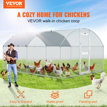 VEVOR Large Metal Chicken Coop Walk-In Chicken Run 13.1x9.8x6.6' Dome Roof