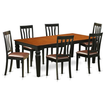 7-Piece Table Set With A Dining Table And 6 Dining Chairs In Black And Cherry