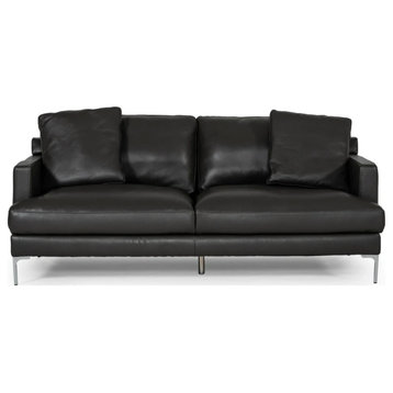 Lars Modern Dark Gray Leather Sofa