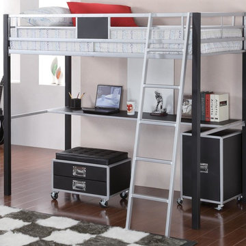 LeClair Metal Twin Loft Bunk Bed with Desk