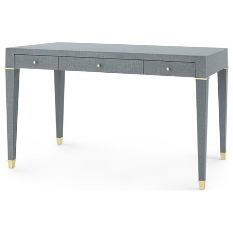 Claudette Desk, Washed Winter Gray, Brass