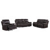 Three Piece Indoor Brown Faux Leather Five Person Seating Set