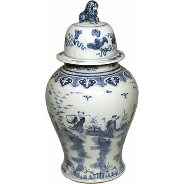 Temple Jar Vase 8 Immortals Mythology White Blue Colors May Vary