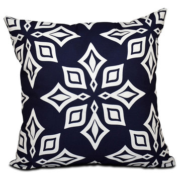 Beach Star, Geometric Print Pillow, Navy Blue, 16"x16"