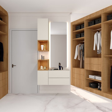 Fitted Modern Walk-in Wardrobe With Dressing Table Set! Inspired Elements