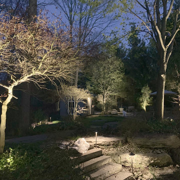 Back yard landscape lighting in Mississauga