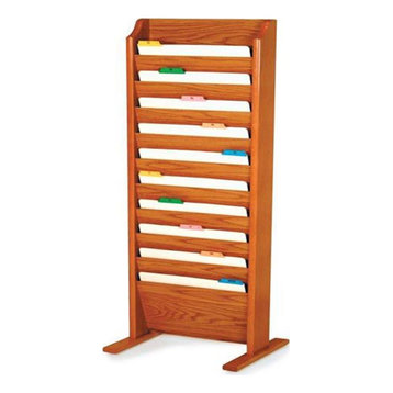 Wooden Mallet 10 Pocket Legal Size Standing File Holder in Medium Oak