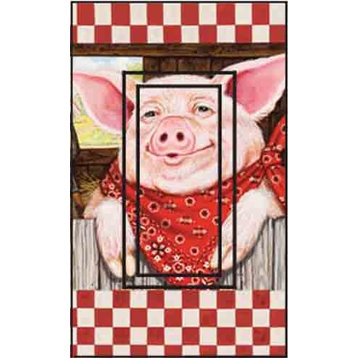 Farmer Pig Single Rocker Peel and Stick Switch Plate Cover: 2 Units