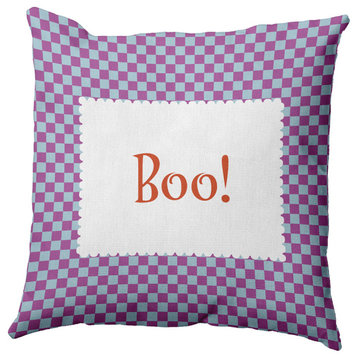 Halloween Boo Checks Indoor/Outdoor Throw Pillow, Harvest Orange, 18"x18"